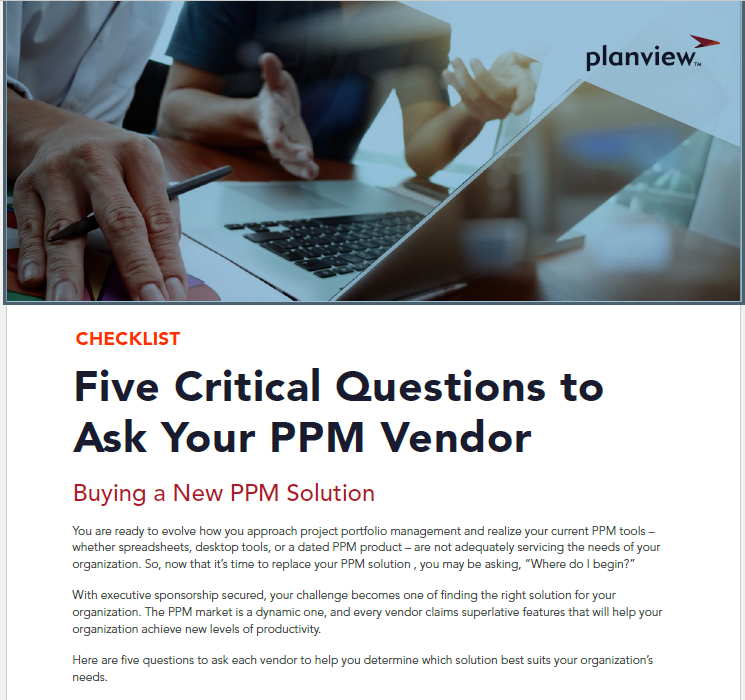 Five Critical Questions to Ask Your PPM Vendor Checklist
